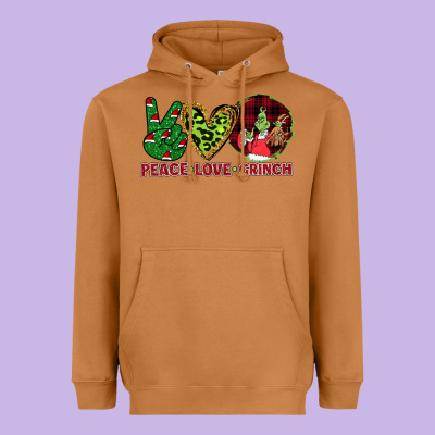 Peace Love Grinch Heavyweight Hoodie Designed By Bettercallsaul