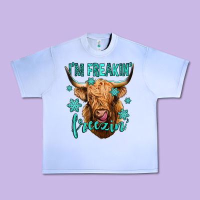 I'm Freakin Freezin Long Haired Cow Urban Heavy Tee Designed By Jasminsmagicworld