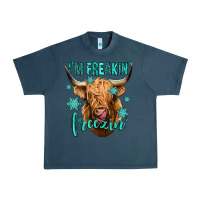 Midnight Navy i'm freakin freezin long haired cow Urban Heavy Tee - Jasminsmagicworld