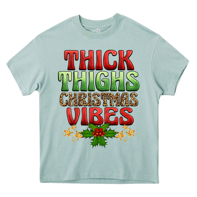 Thick Thighs Christmas Vibes Heavy Core Tee by BarkalooDesign | Teevron