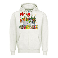 Oatmeal Heather merry cruisemas Zipper Hoodie - MaliasSmallBusiness