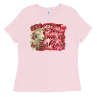 Bubblegum Pink valentine's day you moo ve me charolais cow Ladies Tee - RanaPortraitStore