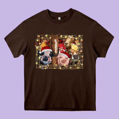 Christmas Farm Animals Heavy Core Tee Designed By Ranaportraitstore