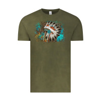 Vintage Olive indian headress sunflower leopard Vintage Tee - AdoDesignShop