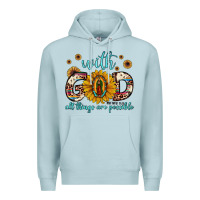 Blue Mist with god all things are possible matthew 19 26 Premium Hoodie - JahusDesignShop