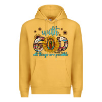 Mustard with god all things are possible matthew 19 26 Premium Hoodie - JahusDesignShop