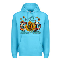 Ocean Blue with god all things are possible matthew 19 26 Premium Hoodie - JahusDesignShop