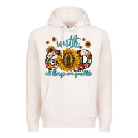 Pale Pink with god all things are possible matthew 19 26 Premium Hoodie - JahusDesignShop
