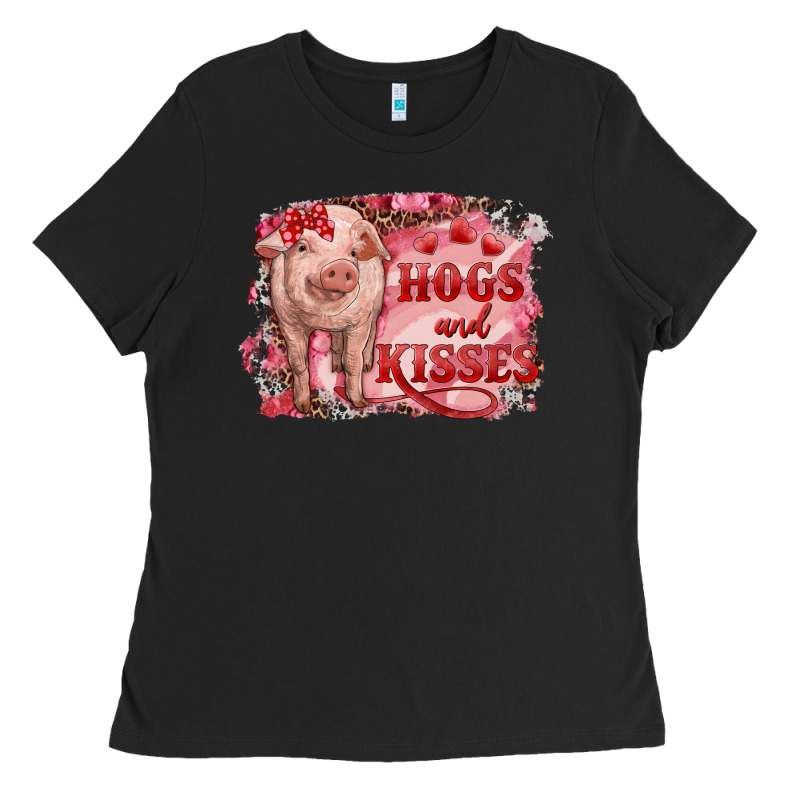 Valentine's Day Pig Hogs And Kisses Ladies Tee by RanaPortraitStore | Teevron