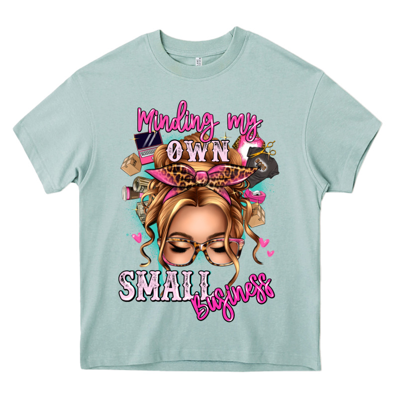 Minding My Own Small Business Blonde Messy Bun Heavy Core Tee by texasbilliewilder | Teevron