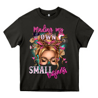 Asphalt minding my own small business blonde messy bun Heavy Core Tee - texasbilliewilder