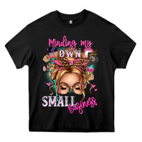 Black minding my own small business blonde messy bun Heavy Core Tee - texasbilliewilder