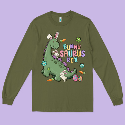 Bunny Saurus Rex Long Sleeve Tee Designed By Maliassmallbusiness