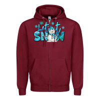 Burgundy let it snow winter snowman Zipper Hoodie - MaliasSmallBusiness