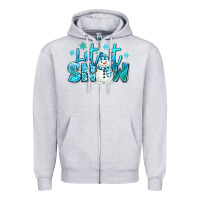 Heather Grey let it snow winter snowman Zipper Hoodie - MaliasSmallBusiness