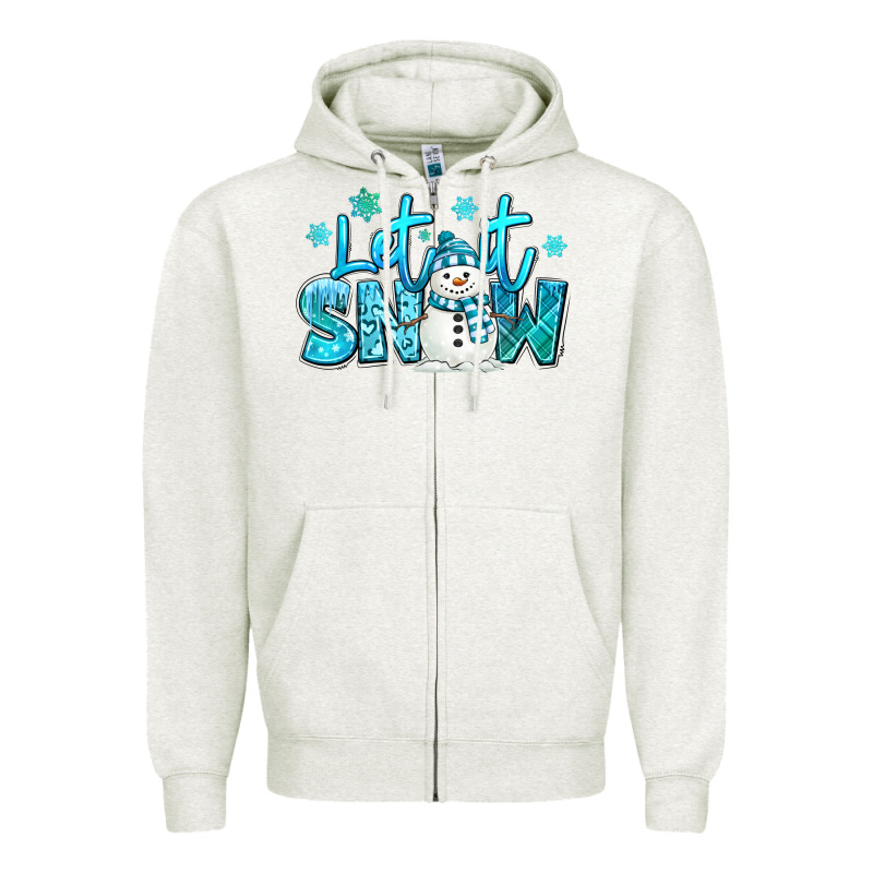 Let It Snow Winter Snowman Zipper Hoodie by MaliasSmallBusiness | Teevron
