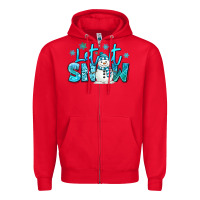 Red let it snow winter snowman Zipper Hoodie - MaliasSmallBusiness