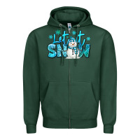 Sports Green let it snow winter snowman Zipper Hoodie - MaliasSmallBusiness