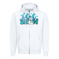 White let it snow winter snowman Zipper Hoodie - MaliasSmallBusiness