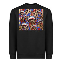 Black american flag lips leopard Heavyweight Sweatshirt - NancyCooperArtShop