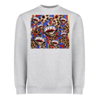 Heather Grey american flag lips leopard Heavyweight Sweatshirt - NancyCooperArtShop