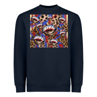 Navy american flag lips leopard Heavyweight Sweatshirt - NancyCooperArtShop