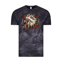 Cloud Black İndian Headress Cowhide Vintage Tee - AdoDesignShop