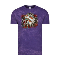 Cloud Purple İndian Headress Cowhide Vintage Tee - AdoDesignShop