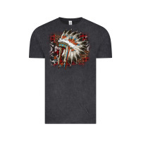 Vintage Black İndian Headress Cowhide Vintage Tee - AdoDesignShop