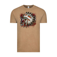 Vintage Coffee İndian Headress Cowhide Vintage Tee - AdoDesignShop