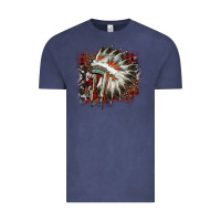 Vintage Denim İndian Headress Cowhide Vintage Tee - AdoDesignShop
