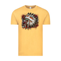 Vintage Mustard İndian Headress Cowhide Vintage Tee - AdoDesignShop