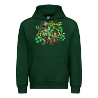Forest Green Happy St. Patrick's Day T-Rex Urban Hoodie - HowdyJamesFarm