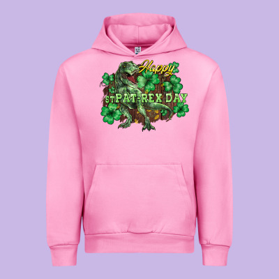 Happy St. Patrick's Day T-rex Urban Hoodie Designed By Howdyjamesfarm