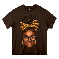 Chocolate Brown afro woman messy bun Heavy Core Tee - texasbilliewilder