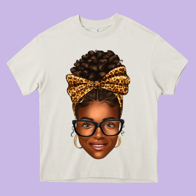 Afro Woman Messy Bun Heavy Core Tee Designed By Texasbilliewilder