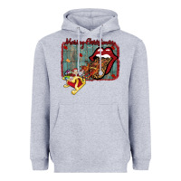 Heather Grey Merry Christmas Lips Santa Heavyweight Hoodie - Bettercallsaul