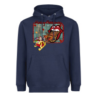 Navy Merry Christmas Lips Santa Heavyweight Hoodie - Bettercallsaul