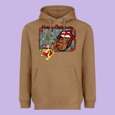 Merry Christmas Lips Santa Heavyweight Hoodie Designed By Bettercallsaul