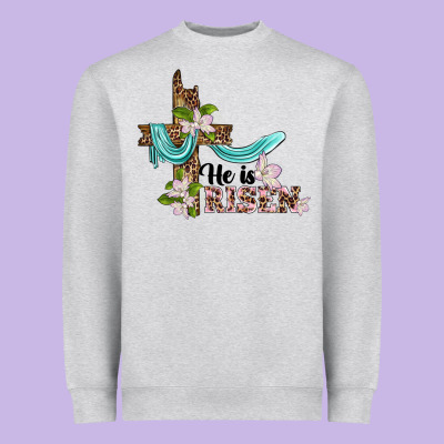 He Is Risen Cross Heavyweight Sweatshirt Designed By Barkaloodesign