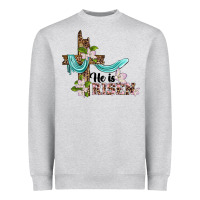 Heather Grey he is risen cross Heavyweight Sweatshirt - BarkalooDesign