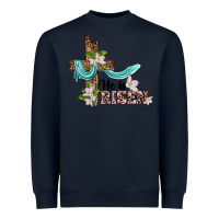 Navy he is risen cross Heavyweight Sweatshirt - BarkalooDesign