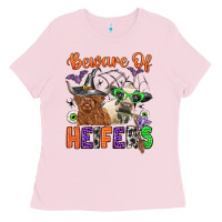 Bubblegum Pink beware of heifers Ladies Tee - Zillion Design Studio