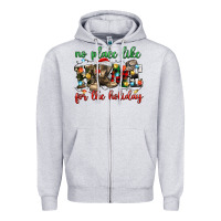 Heather Grey no place like for the holiday Zipper Hoodie - MaliasSmallBusiness