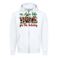 White no place like for the holiday Zipper Hoodie - MaliasSmallBusiness