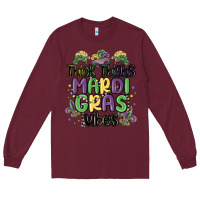 Burgundy thick thighs mardi gras vibes Long Sleeve Tee - MaliasSmallBusiness