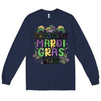 Navy thick thighs mardi gras vibes Long Sleeve Tee - MaliasSmallBusiness