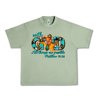 Oil Green with god all things are possible. cross Urban Heavy Tee - AdoDesignShop