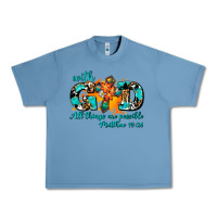 Pebble Blue with god all things are possible. cross Urban Heavy Tee - AdoDesignShop