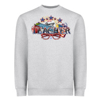 Heather Grey american teacher Heavyweight Sweatshirt - NancyCooperArtShop